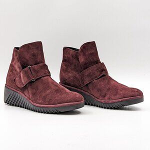 Fly London Lobe Women Boots - Burgundy Leather Wedge 10-10.5US EUR 41